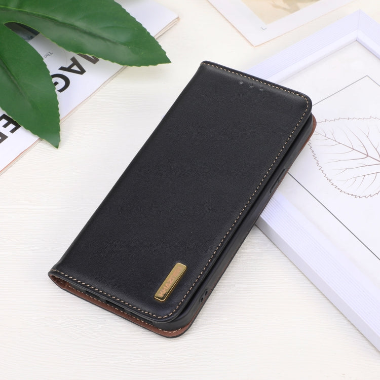 For iPhone 16 Pro Max KHAZNEH Nappa Top Layer Cowhide Leather Phone Case(Black) - iPhone 16 Pro Max Cases by buy2fix | Online Shopping UK | buy2fix