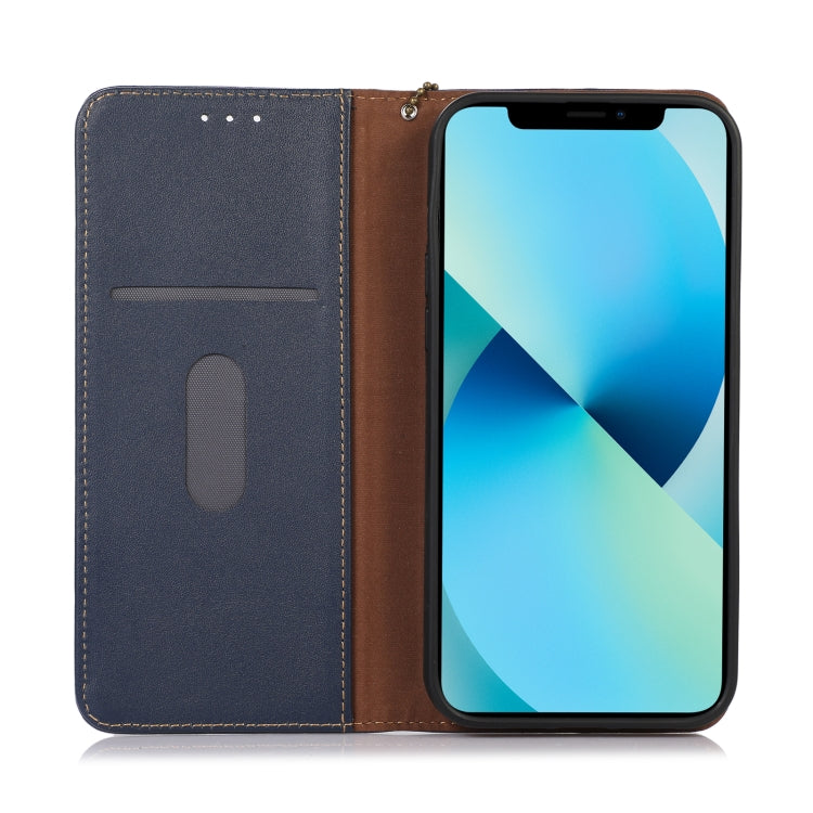 For iPhone 16 Plus KHAZNEH Nappa Top Layer Cowhide Leather Phone Case(Blue) - iPhone 16 Plus Cases by buy2fix | Online Shopping UK | buy2fix