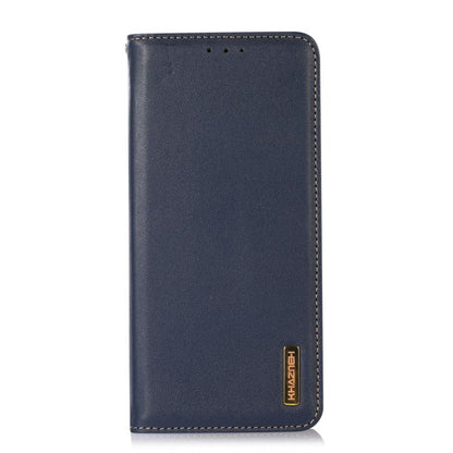 For iPhone 16e KHAZNEH Nappa Top Layer Cowhide Leather Phone Case(Blue) - iPhone 16e Cases by buy2fix | Online Shopping UK | buy2fix