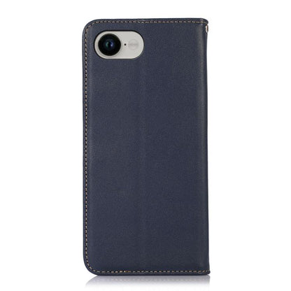 For iPhone 16e KHAZNEH Nappa Top Layer Cowhide Leather Phone Case(Blue) - iPhone 16e Cases by buy2fix | Online Shopping UK | buy2fix