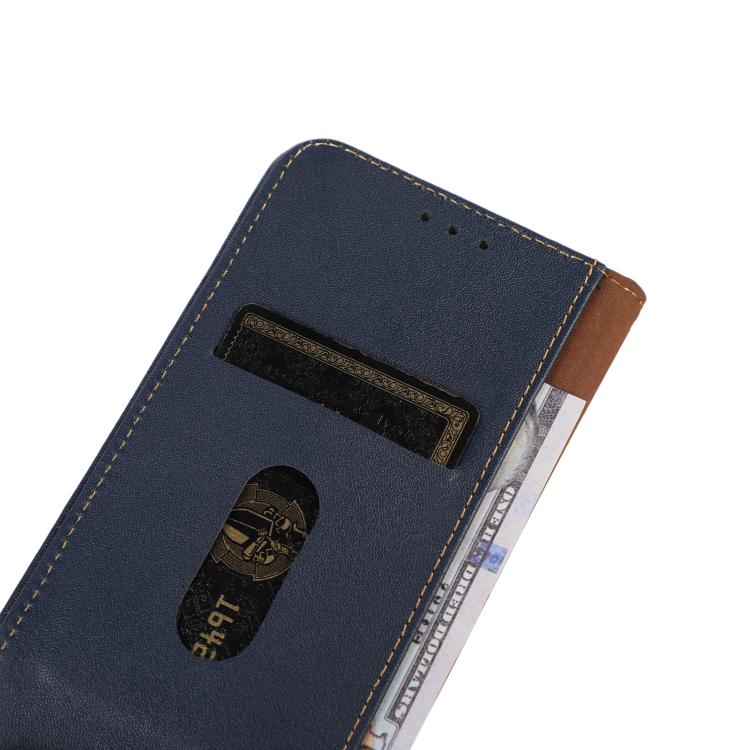 For iPhone 16e KHAZNEH Nappa Top Layer Cowhide Leather Phone Case(Blue) - iPhone 16e Cases by buy2fix | Online Shopping UK | buy2fix