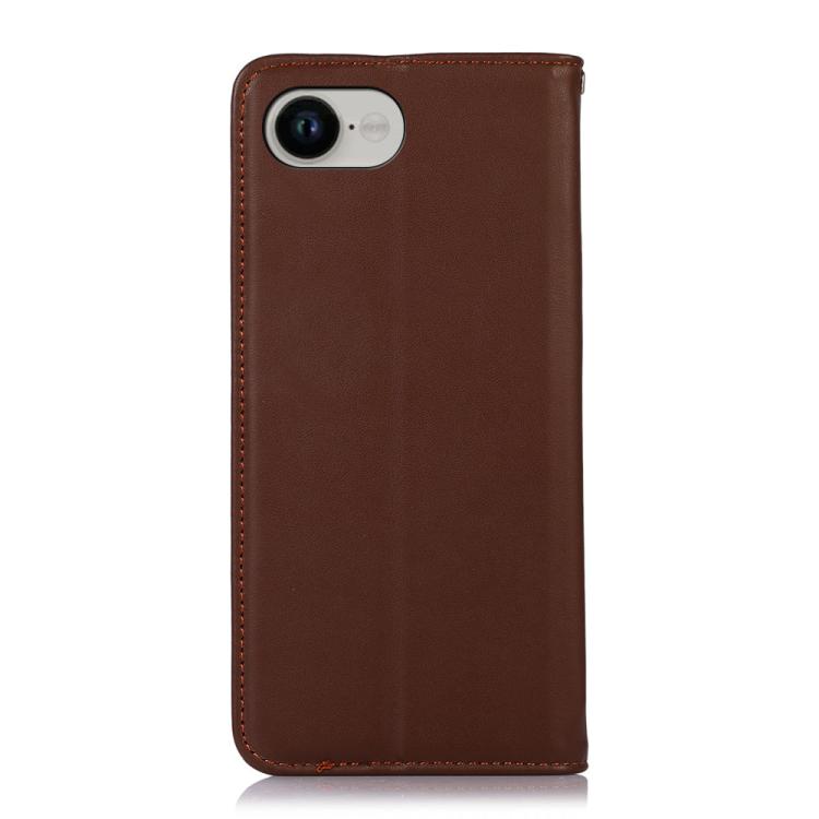 For iPhone 16e KHAZNEH Nappa Top Layer Cowhide Leather Phone Case(Brown) - iPhone 16e Cases by buy2fix | Online Shopping UK | buy2fix