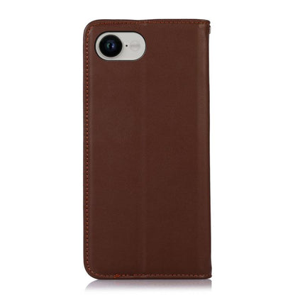 For iPhone 16e KHAZNEH Nappa Top Layer Cowhide Leather Phone Case(Brown) - iPhone 16e Cases by buy2fix | Online Shopping UK | buy2fix