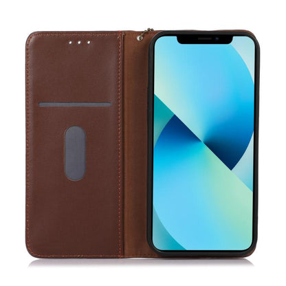For iPhone 16e KHAZNEH Nappa Top Layer Cowhide Leather Phone Case(Brown) - iPhone 16e Cases by buy2fix | Online Shopping UK | buy2fix