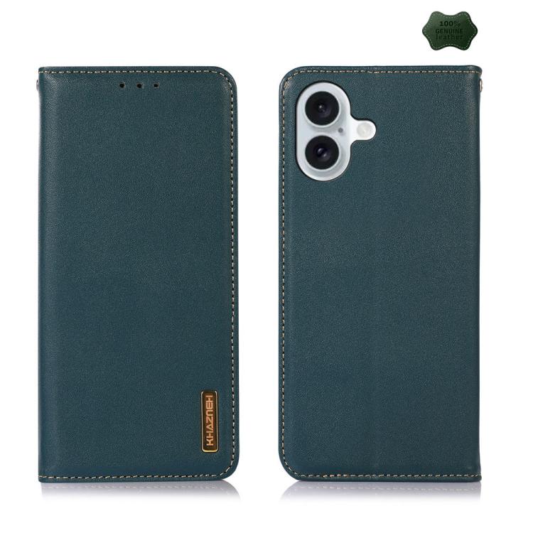 For iPhone 17 KHAZNEH Nappa Top Layer Cowhide Leather Phone Case(Green) - iPhone 17 Cases by buy2fix | Online Shopping UK | buy2fix