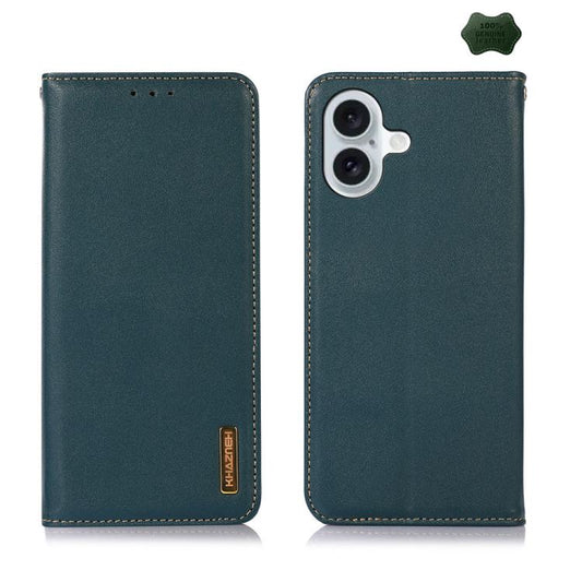 For iPhone 17 KHAZNEH Nappa Top Layer Cowhide Leather Phone Case(Green) - iPhone 17 Cases by buy2fix | Online Shopping UK | buy2fix