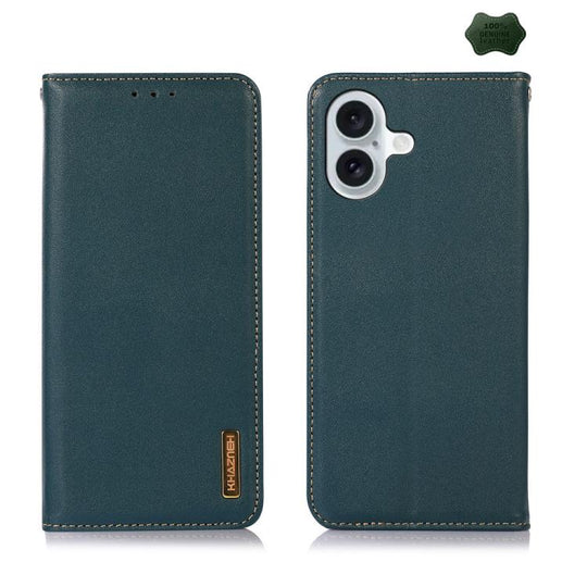 For iPhone 17 KHAZNEH Nappa Top Layer Cowhide Leather Phone Case(Green)