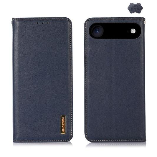 For iPhone 17 Air KHAZNEH Nappa Top Layer Cowhide Leather Phone Case(Blue) - iPhone 17 Air Cases by buy2fix | Online Shopping UK | buy2fix