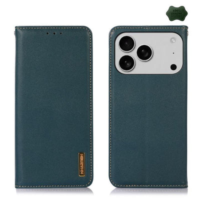For iPhone 17 Pro KHAZNEH Nappa Top Layer Cowhide Leather Phone Case(Green) - iPhone 17 Pro Cases by buy2fix | Online Shopping UK | buy2fix