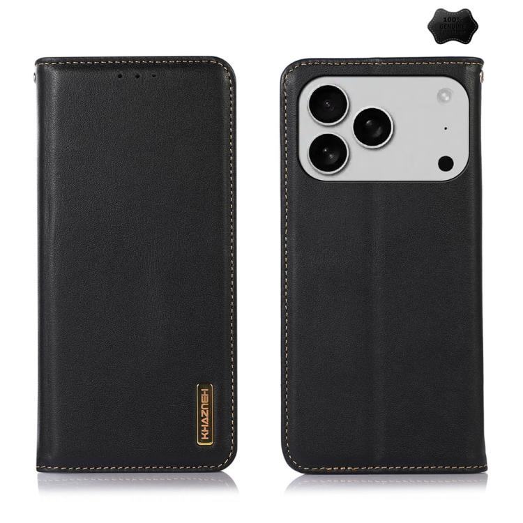 For iPhone 17 Pro KHAZNEH Nappa Top Layer Cowhide Leather Phone Case(Black) - iPhone 17 Pro Cases by buy2fix | Online Shopping UK | buy2fix