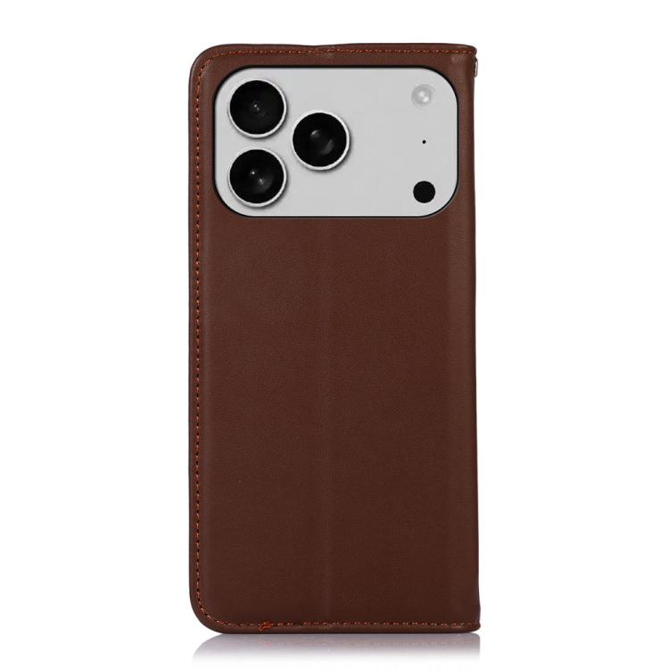 For iPhone 17 Pro KHAZNEH Nappa Top Layer Cowhide Leather Phone Case(Brown) - iPhone 17 Pro Cases by buy2fix | Online Shopping UK | buy2fix