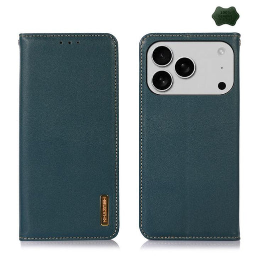 For iPhone 17 Pro Max KHAZNEH Nappa Top Layer Cowhide Leather Phone Case(Green) - iPhone 17 Pro Max Cases by buy2fix | Online Shopping UK | buy2fix