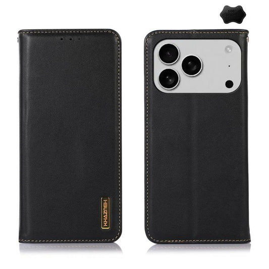 For iPhone 17 Pro Max KHAZNEH Nappa Top Layer Cowhide Leather Phone Case(Black) - iPhone 17 Pro Max Cases by buy2fix | Online Shopping UK | buy2fix