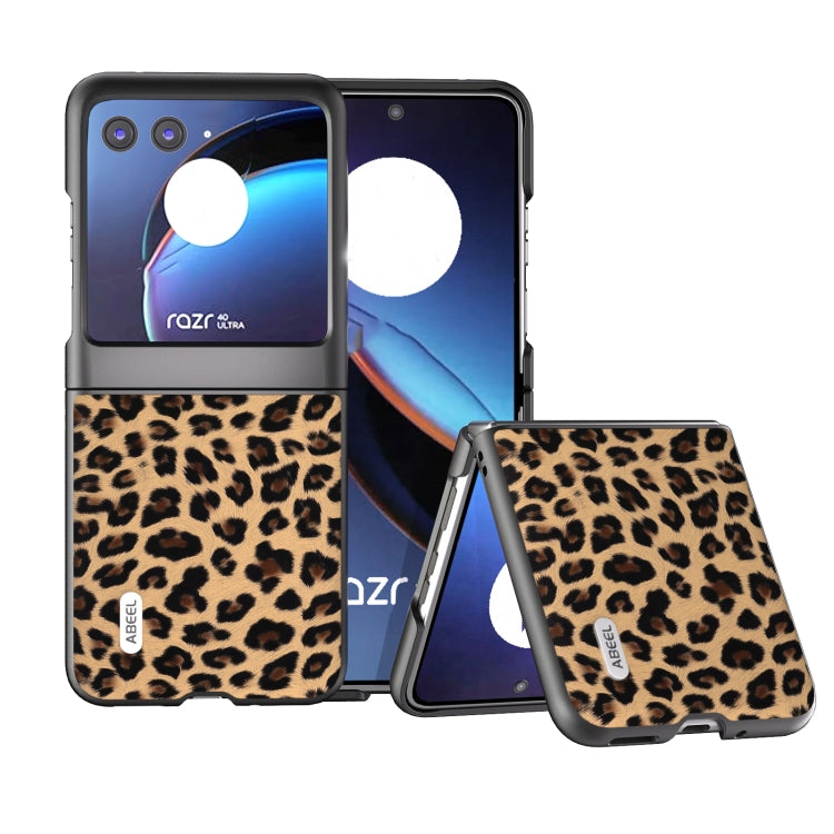 For Motorola Razr 40 Ultra ABEEL Black Edge Leopard Phone Case(Leopard Print) by buy2fix