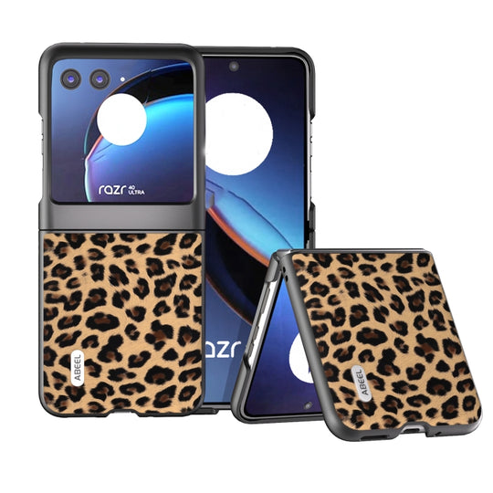 For Motorola Razr 40 Ultra ABEEL Black Edge Leopard Phone Case(Leopard Print)