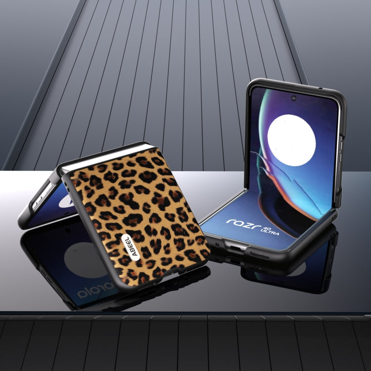 For Motorola Razr 40 Ultra ABEEL Black Edge Leopard Phone Case(Leopard Print) by buy2fix