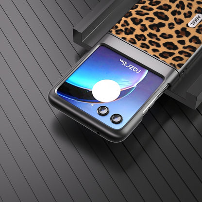 For Motorola Razr 40 Ultra ABEEL Black Edge Leopard Phone Case(Leopard Print) by buy2fix