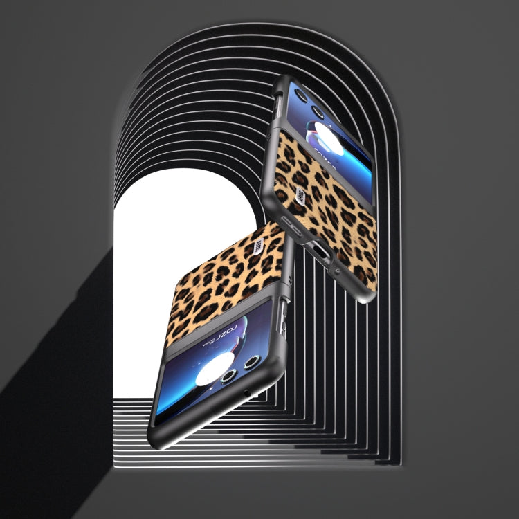 For Motorola Razr 40 Ultra ABEEL Black Edge Leopard Phone Case(Leopard Print) by buy2fix