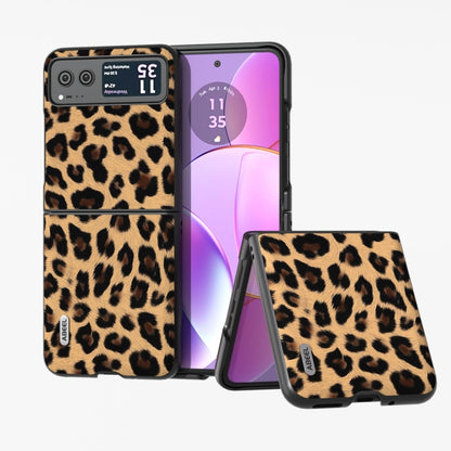 For Motorola Razr 40 ABEEL Black Edge Leopard Phone Case(Leopard Print) by buy2fix