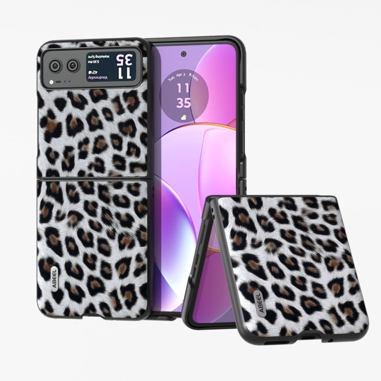 For Motorola Razr 40 ABEEL Black Edge Leopard Phone Case(Silver Leopard) by buy2fix