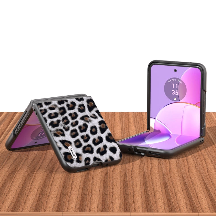 For Motorola Razr 40 ABEEL Black Edge Leopard Phone Case(Silver Leopard) by buy2fix