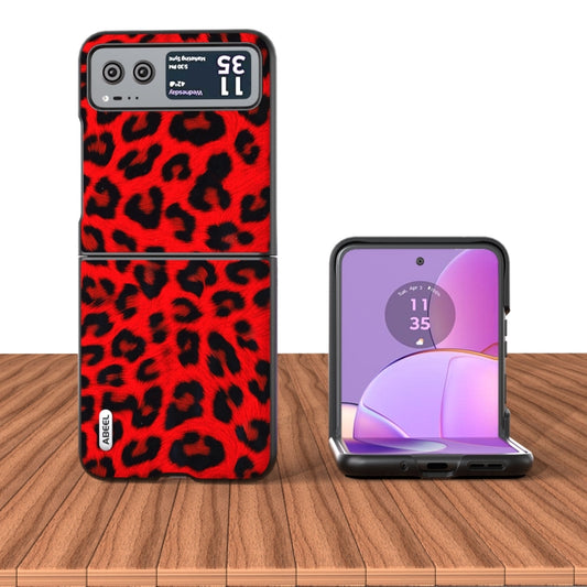 For Motorola Razr 40 ABEEL Black Edge Leopard Phone Case(Red Leopard) by buy2fix