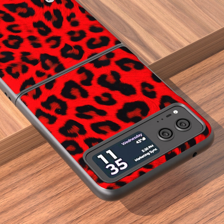For Motorola Razr 40 ABEEL Black Edge Leopard Phone Case(Red Leopard) by buy2fix