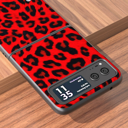 For Motorola Razr 40 ABEEL Black Edge Leopard Phone Case(Red Leopard) by buy2fix