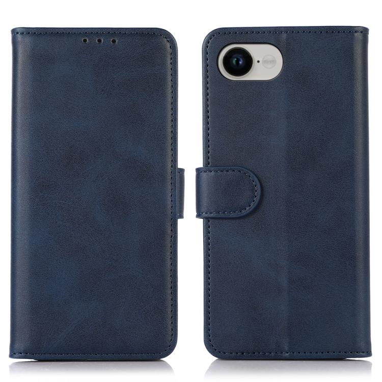 For iPhone 16e Cow Texture Leather Phone Case(Blue) - iPhone 16e Cases by buy2fix | Online Shopping UK | buy2fix