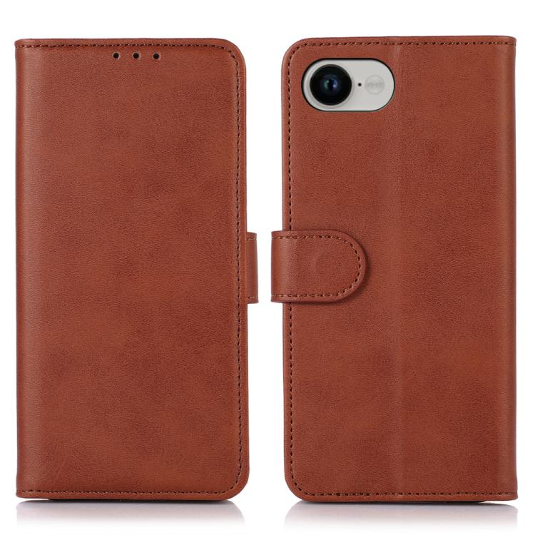 For iPhone 16e Cow Texture Leather Phone Case(Brown) - iPhone 16e Cases by buy2fix | Online Shopping UK | buy2fix