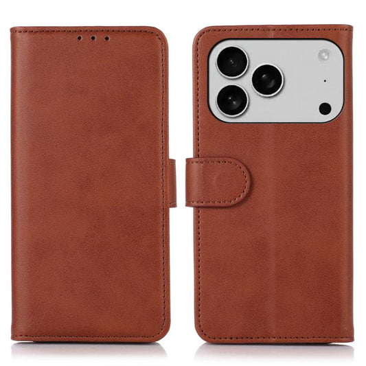 For iPhone 17 Pro Cow Texture Leather Phone Case(Brown) - iPhone 17 Pro Cases by buy2fix | Online Shopping UK | buy2fix