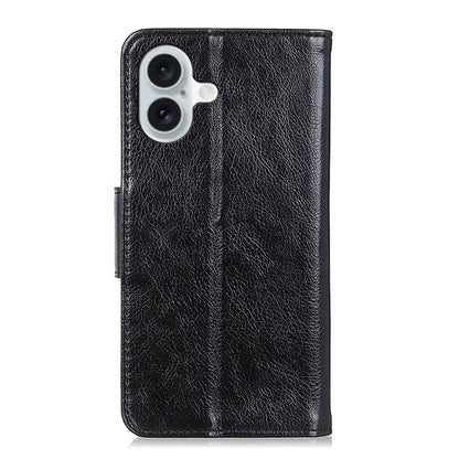 For iPhone 16 Plus Nappa Texture Leather Case(Black) - iPhone 16 Plus Cases by buy2fix | Online Shopping UK | buy2fix