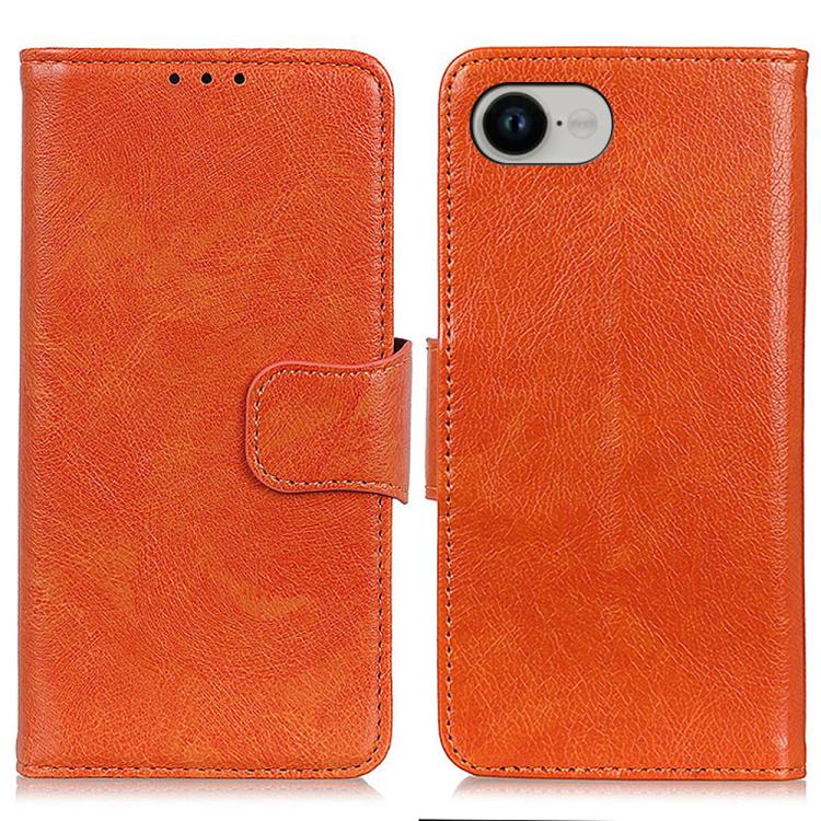 For iPhone 16e Nappa Texture Leather Case(Orange) - iPhone 16e Cases by buy2fix | Online Shopping UK | buy2fix