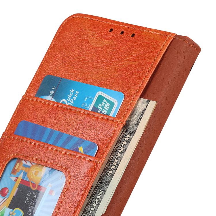 For iPhone 16e Nappa Texture Leather Case(Orange) - iPhone 16e Cases by buy2fix | Online Shopping UK | buy2fix