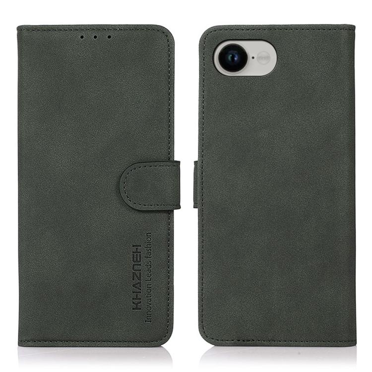 For iPhone 16e KHAZNEH Matte Texture Leather Phone Case(Green) - iPhone 16e Cases by buy2fix | Online Shopping UK | buy2fix