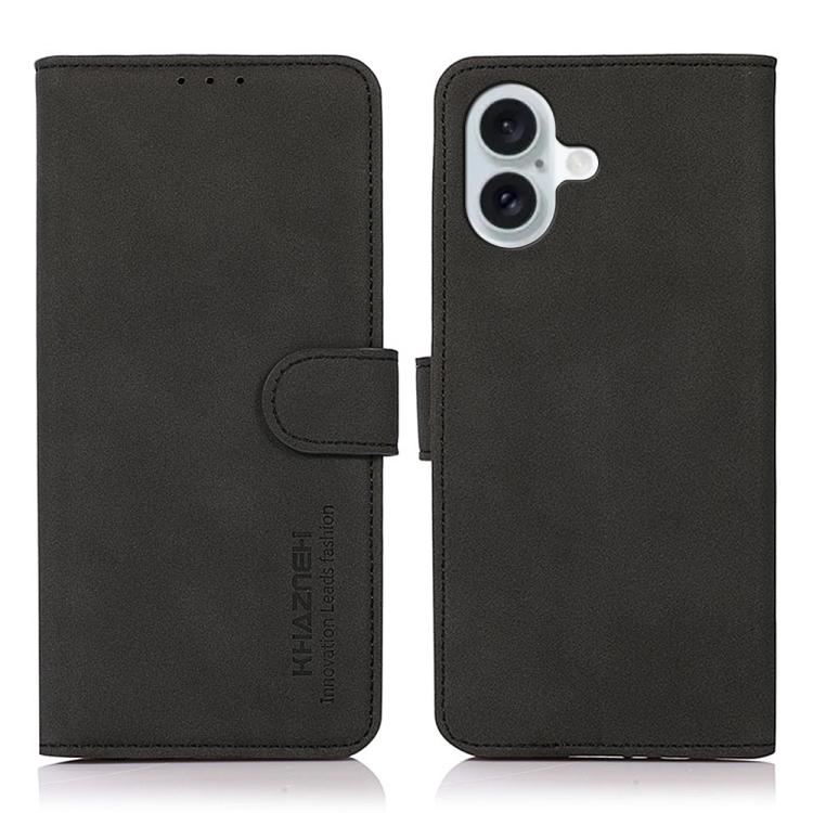 For iPhone 17 KHAZNEH Matte Texture Leather Phone Case(Black) - iPhone 17 Cases by buy2fix | Online Shopping UK | buy2fix