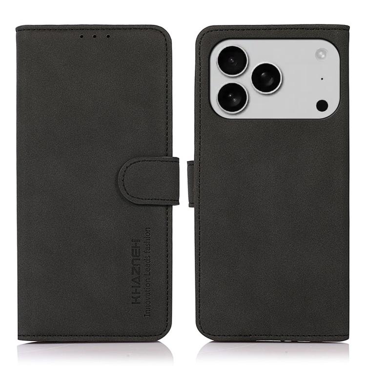 For iPhone 17 Pro KHAZNEH Matte Texture Leather Phone Case(Black) - iPhone 17 Pro Cases by buy2fix | Online Shopping UK | buy2fix