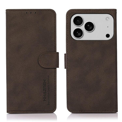 For iPhone 17 Pro KHAZNEH Matte Texture Leather Phone Case(Brown) - iPhone 17 Pro Cases by buy2fix | Online Shopping UK | buy2fix