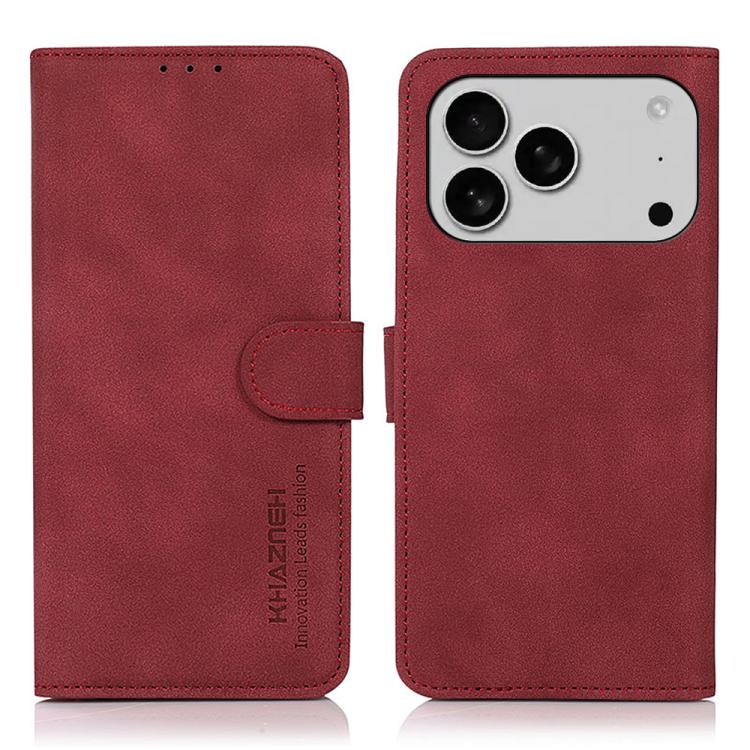 For iPhone 17 Pro Max KHAZNEH Matte Texture Leather Phone Case(Red) - iPhone 17 Pro Max Cases by buy2fix | Online Shopping UK | buy2fix