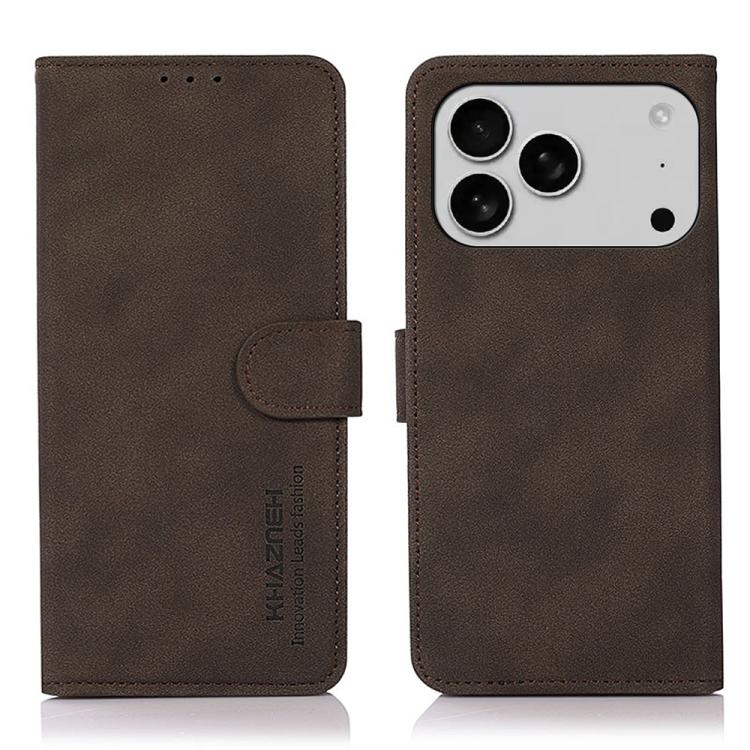 For iPhone 17 Pro Max KHAZNEH Matte Texture Leather Phone Case(Brown) - iPhone 17 Pro Max Cases by buy2fix | Online Shopping UK | buy2fix
