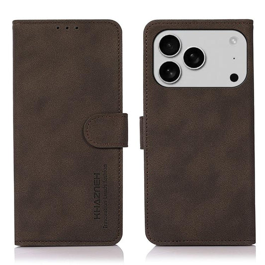 For iPhone 17 Pro Max KHAZNEH Matte Texture Leather Phone Case(Brown) - iPhone 17 Pro Max Cases by buy2fix | Online Shopping UK | buy2fix