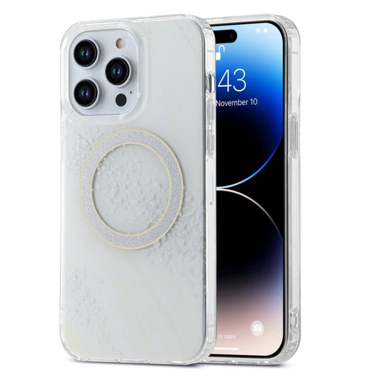 For iPhone 14 Pro Max Dual-side IMD Marble Magsafe Phone Case(White) - iPhone 14 Pro Max Cases by buy2fix | Online Shopping UK | buy2fix