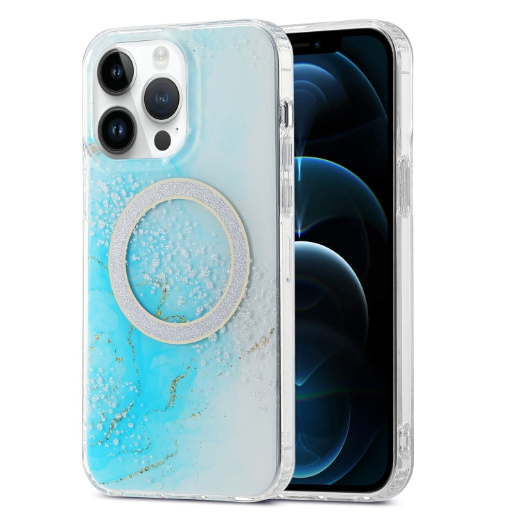 For iPhone 12 Pro Max Dual-side IMD Marble Magsafe Phone Case(Sky Blue) - iPhone 12 Pro Max Cases by buy2fix | Online Shopping UK | buy2fix