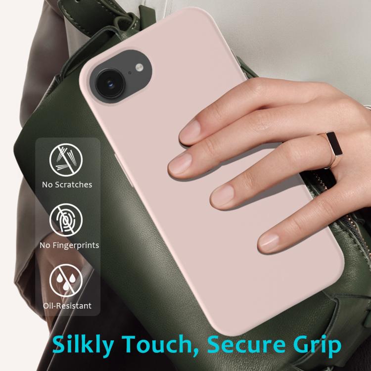 For iPhone 16e Solid Color Silicone Phone Case(Sand Pink) - iPhone 16e Cases by buy2fix | Online Shopping UK | buy2fix