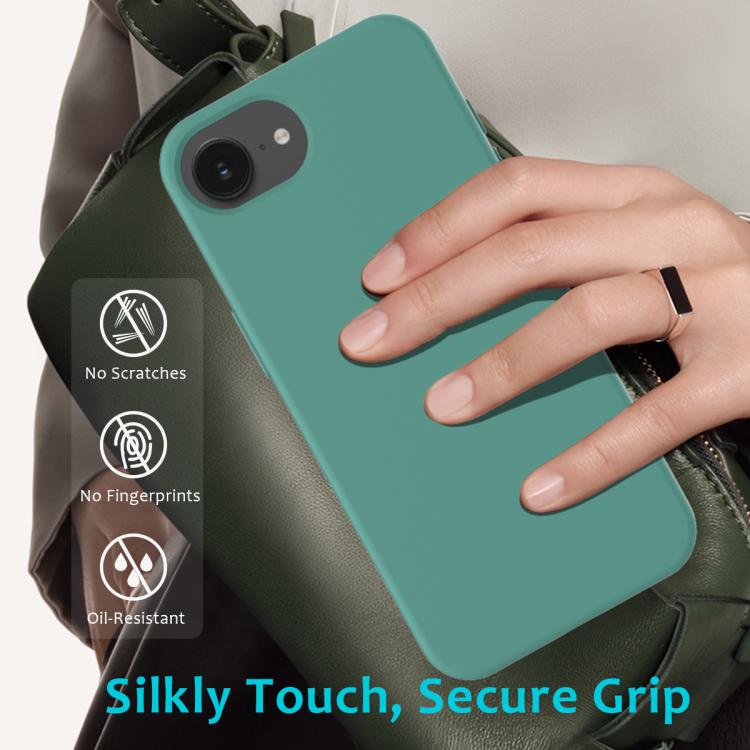 For iPhone 16e Solid Color Silicone Phone Case(Pine Needle Green) - iPhone 16e Cases by buy2fix | Online Shopping UK | buy2fix