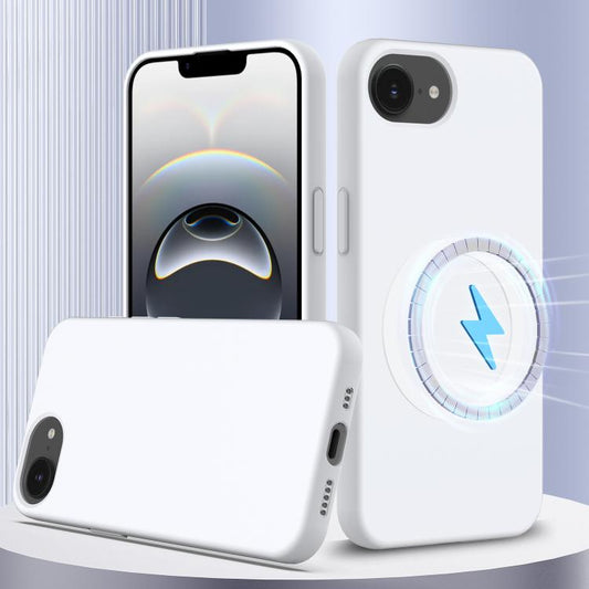 For iPhone 16e Shockproof Silicone Magsafe Phone Case(White) - iPhone 16e Cases by buy2fix | Online Shopping UK | buy2fix