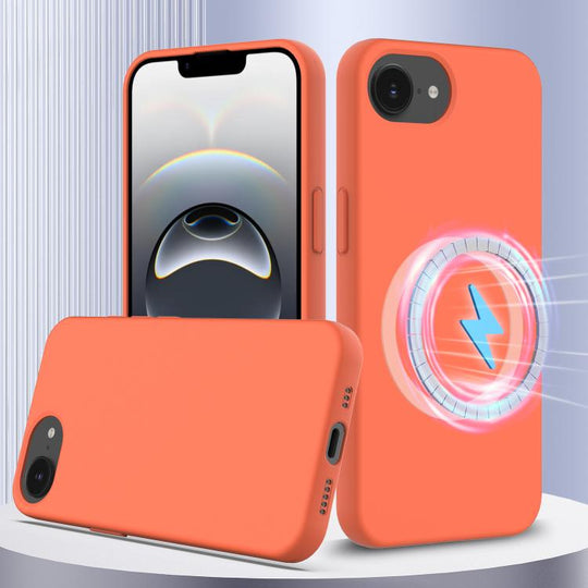 For iPhone 17e / 16e Shockproof Silicone Magsafe Phone Case(Gold Orange)