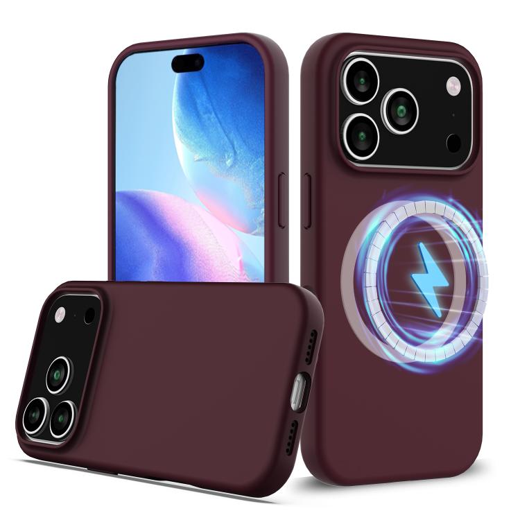For iPhone 17 Pro Shockproof Silicone Magsafe Phone Case(Plum Color) - iPhone 17 Pro Cases by buy2fix | Online Shopping UK | buy2fix