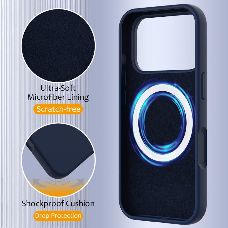 For iPhone 17 Pro Shockproof Silicone Magsafe Phone Case(Navy Blue) - iPhone 17 Pro Cases by buy2fix | Online Shopping UK | buy2fix