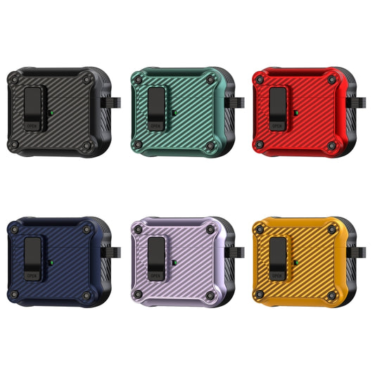 For AirPods 3 Carbon Fiber Magnetic Automatic Switch Earphone Protective Case(Blue) by buy2fix